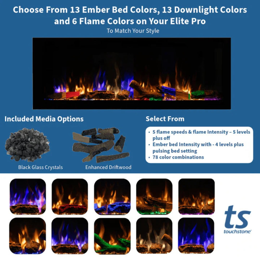 Touchstone Sideline Elite Pro flame and ember bed color options