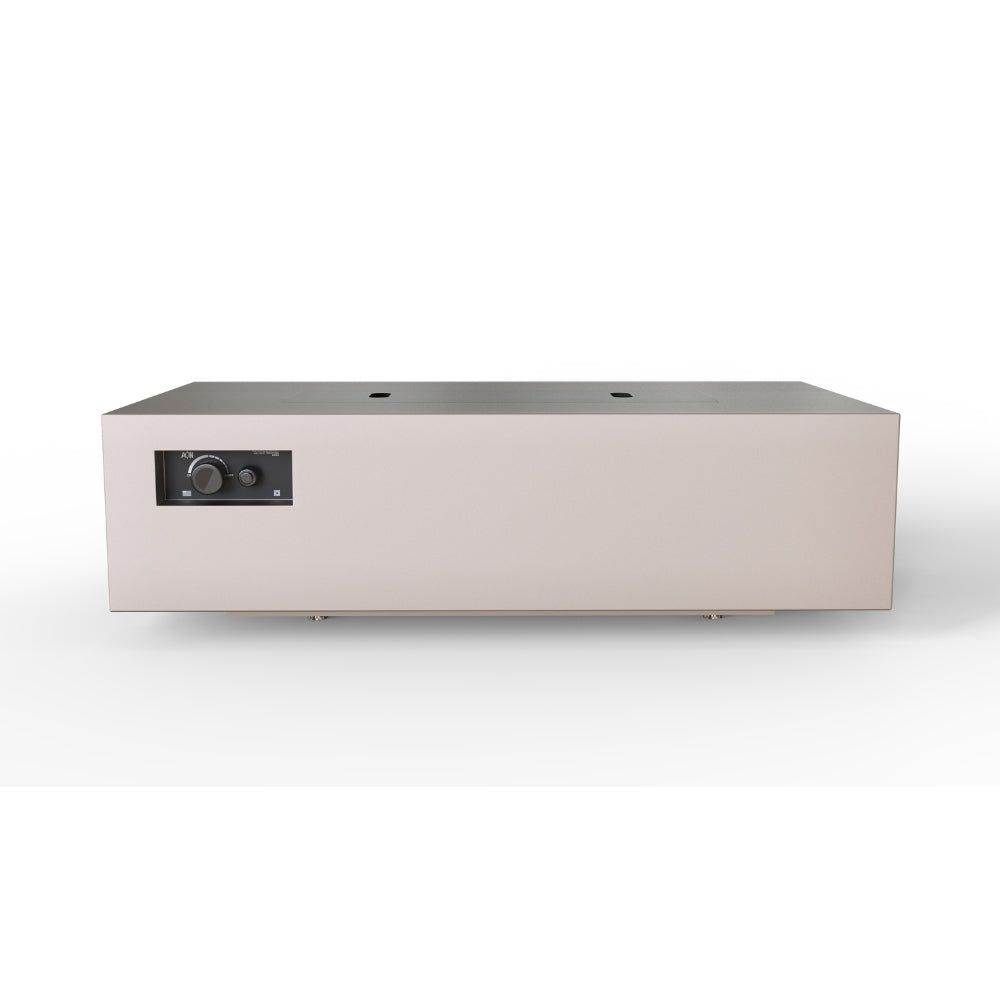 warming trends aon r60 rectangular fire pit table in sand pebble, side view