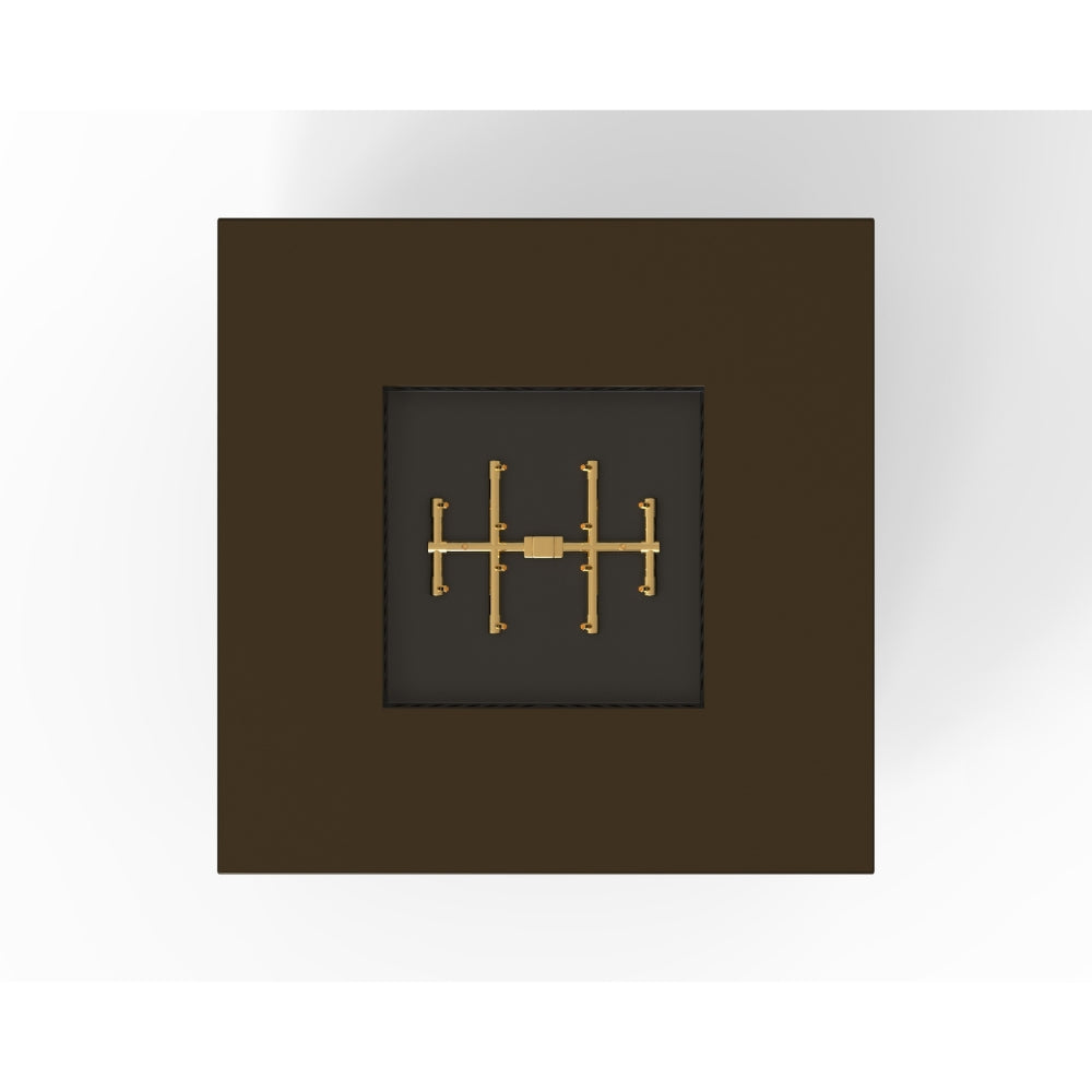 warming trends bronze square fire pit, top view