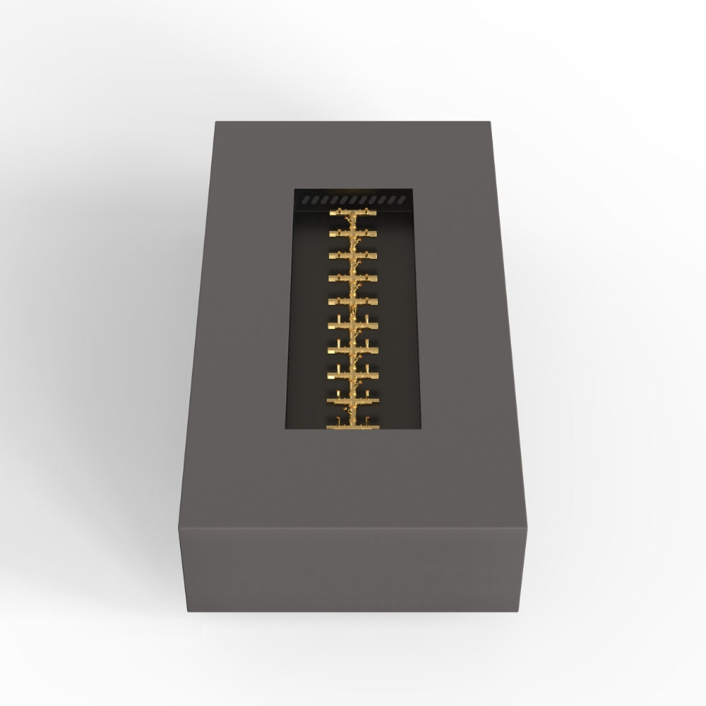 warming trends aon r72 rectangular fire pit table in charcoal with brass burner