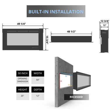 Amantii Panorama DEEP 50-Inch Built-in Electric Fireplace (BI-50-DEEP) Specs