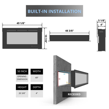 Amantii Panorama XS 50-Inch Electric Fireplace Specs