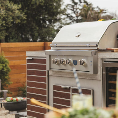 American Made Grills Estate 36-Inch Built-In Gas Grill on a white countertop