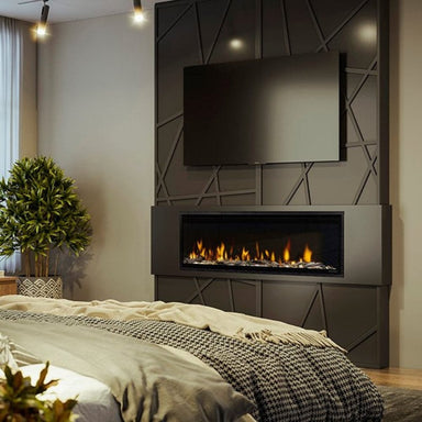 Dimplex Ignite Evolve 50-Inch Built-In Linear Electric Fireplace in a bedroom