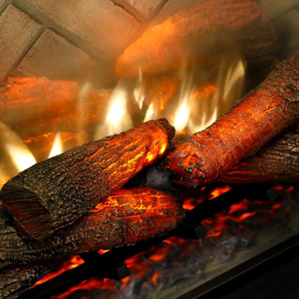 close up on the realistic logs of dimplex revillusion