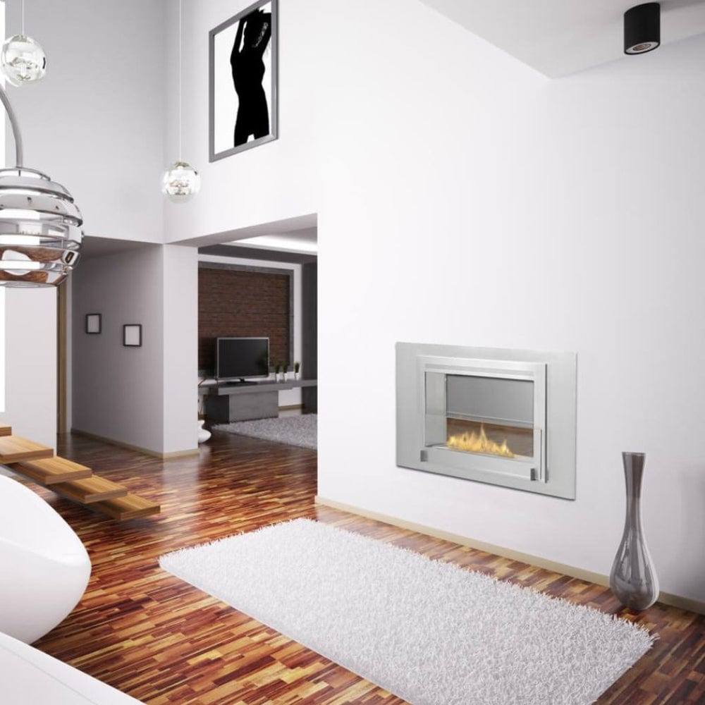Eco-Feu Montreal 42" Stainless Steel 2-Sided Free Ethanol Fireplace in Living Room