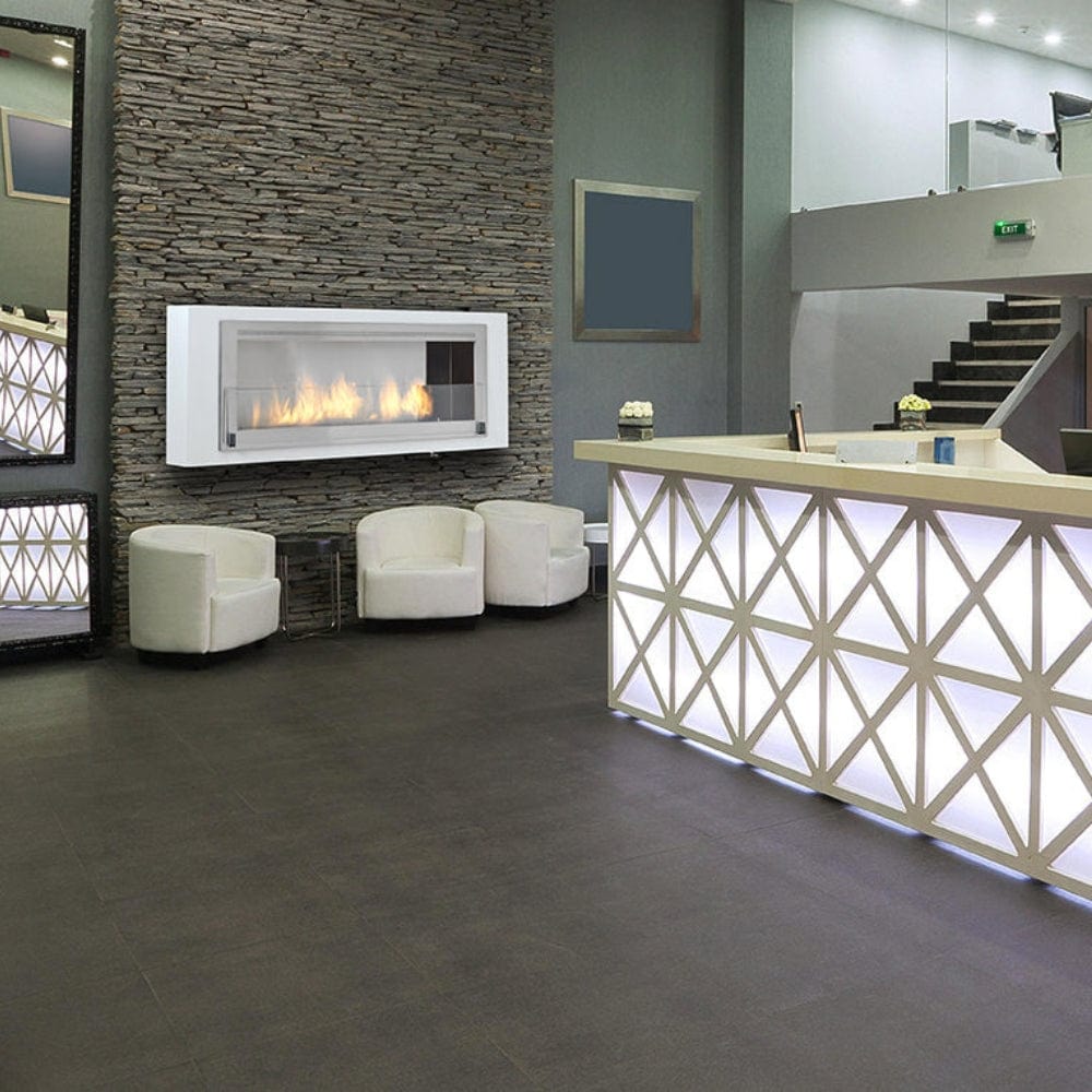 Eco-Feu Santa Cruz Ethanol Fireplace in a modern lobby