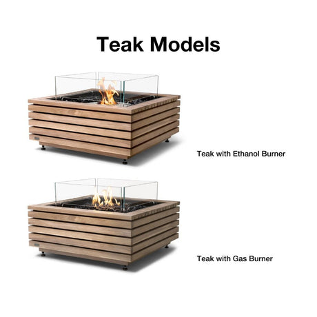 EcoSmart Fire Base 30-Inch Square Fire Pit Table teak models