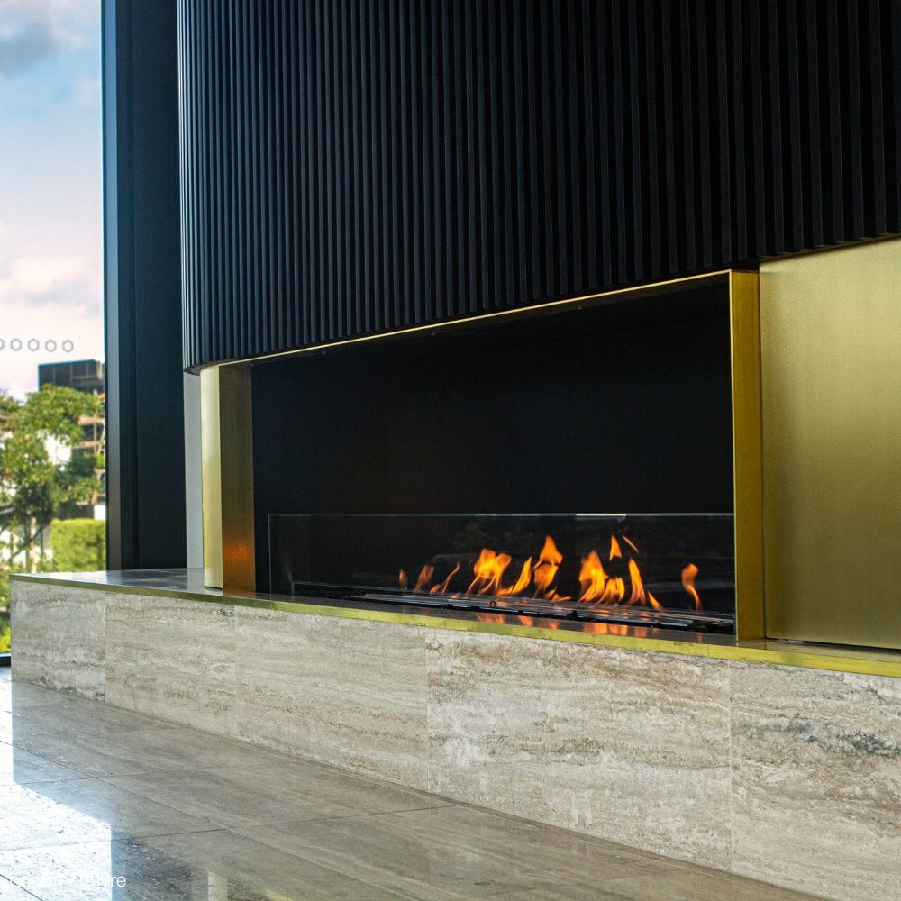 EcoSmart Fire Flex Single Sided Ethanol Firebox at a beautiful lobby