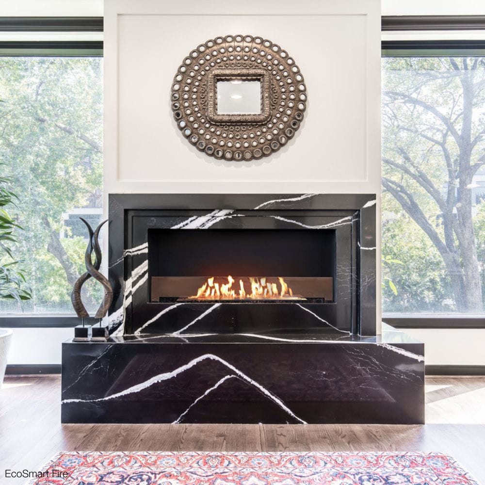 EcoSmart Fire Flex Single Sided Ethanol Firebox with black marble surround