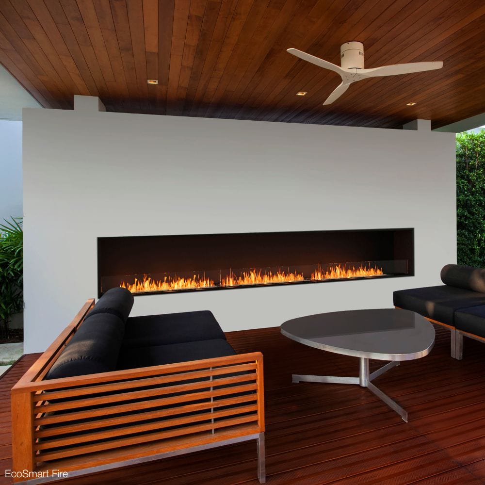 EcoSmart Fire Flex Single Sided Ethanol Firebox in a patio