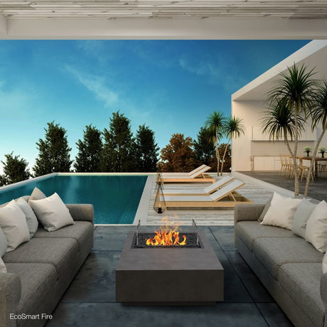 EcoSmart Fire Manhattan 50 Rectangular Fire Pit Table with gas burner in patio