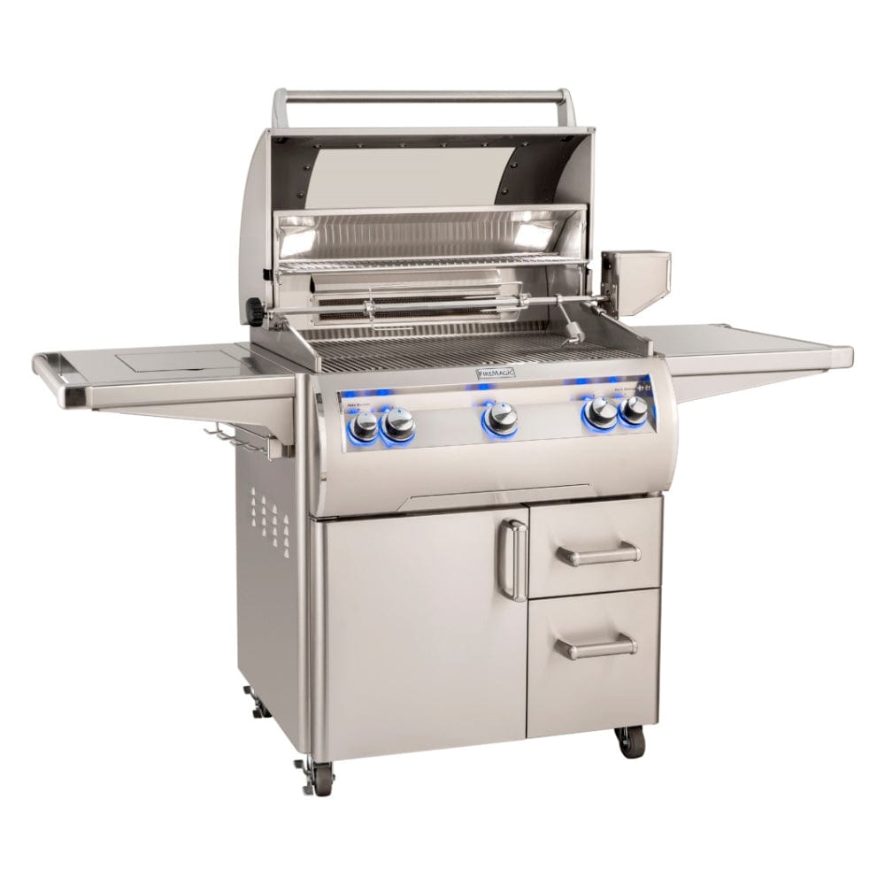 Fire Magic Echelon E660s Portable Gas Grill with Analog Thermometer - hood open