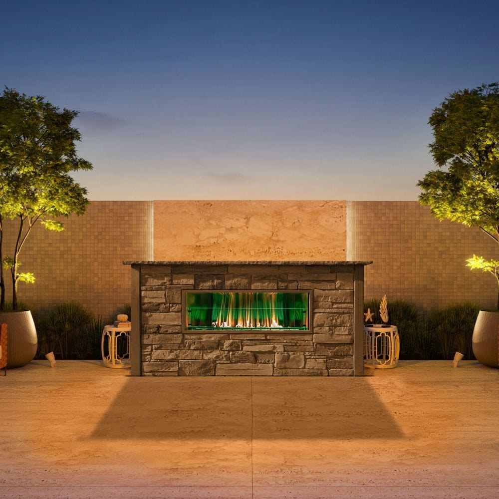 Firegear Kalea Bay Gas Fireplace with Green LED Lights