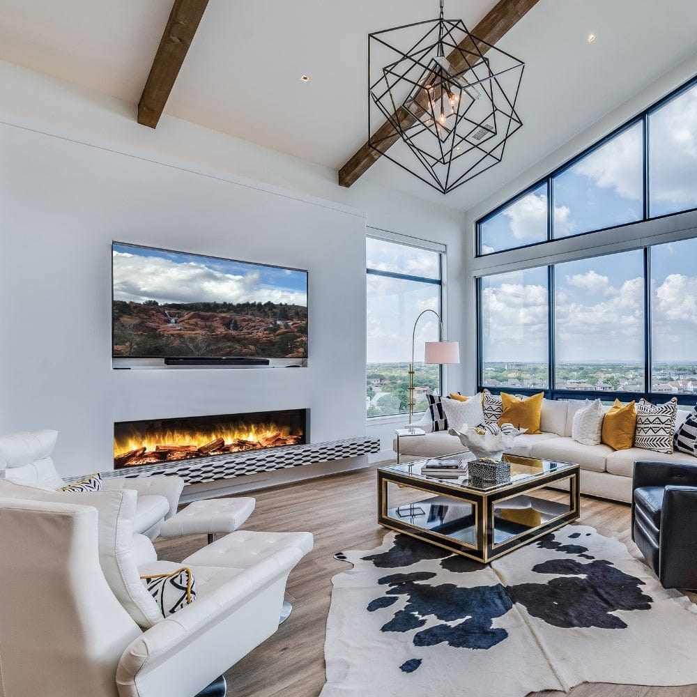 Flamerite E-FX 1800 3-Sided Electric Fireplace with outstanding view