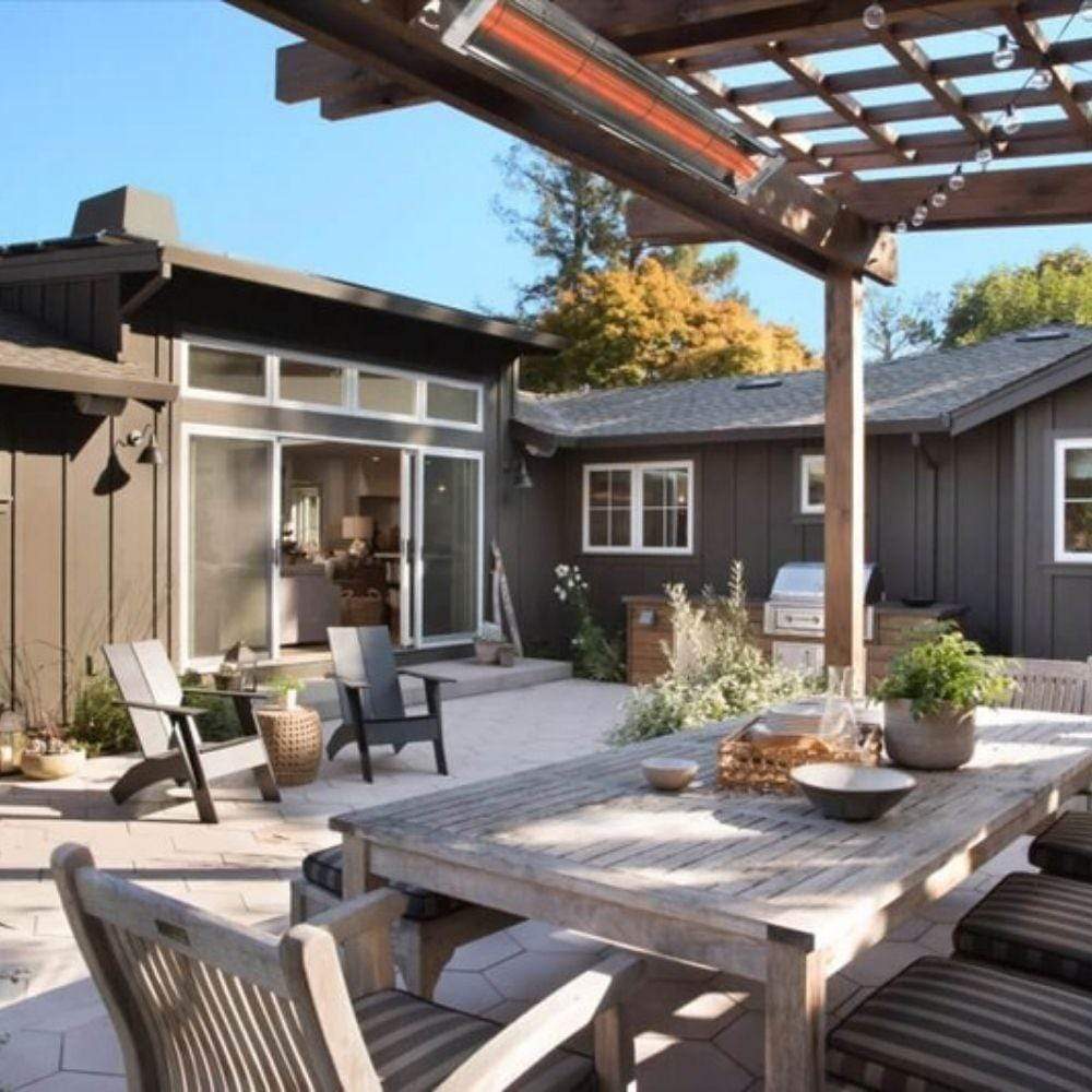 Infratech CD Series 61" 6000W Dual Element Infrared Electric Heater in Outdoor setting