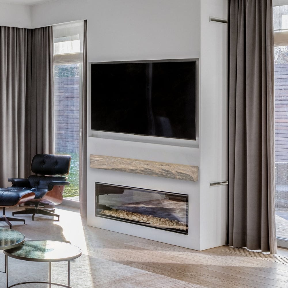 Lexington Hearth Cabin Pine Pale Honey Mantel Shelf in an office space