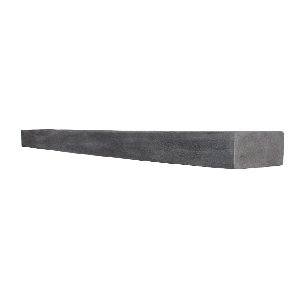 Lexington Hearth Flat Sawn Beam Concrete Mantel - Weathered Gray Side View