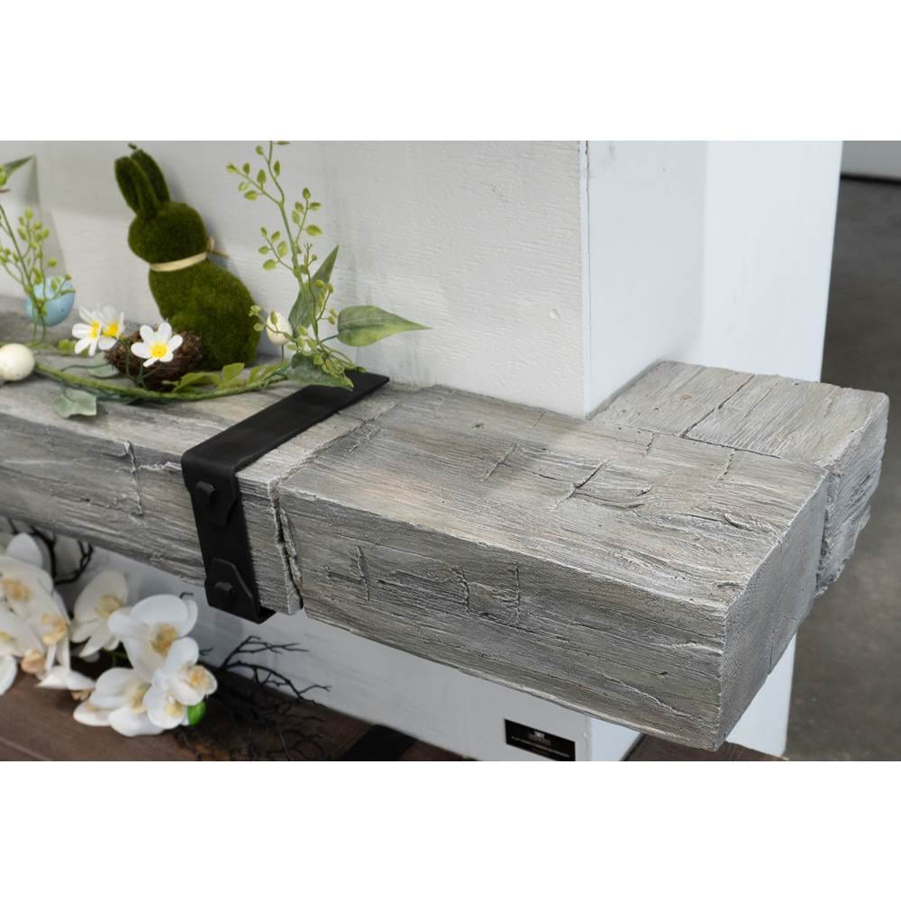 Lexington Hearth Hayloft Beam Mantel Corner - Weathered Grey