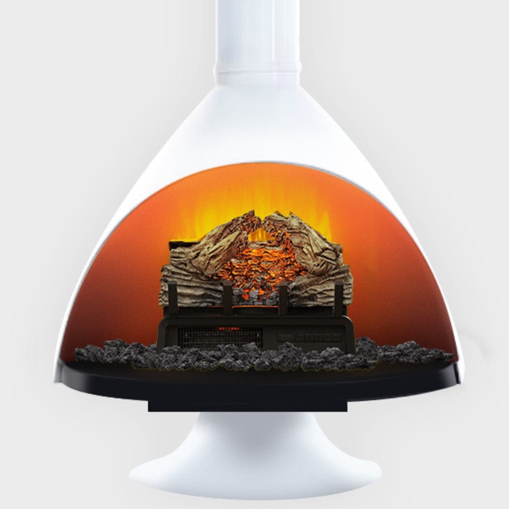 Close up on Malm Zircon 34-Inch Freestanding Electric Fireplace in White