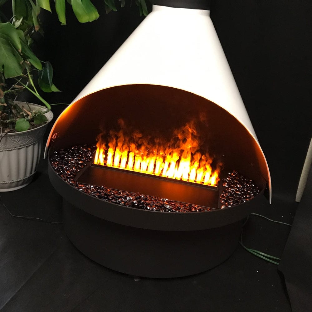 Malm Zircon Aquafire 34-Inch Freestanding Electric Fireplace at a tradeshow