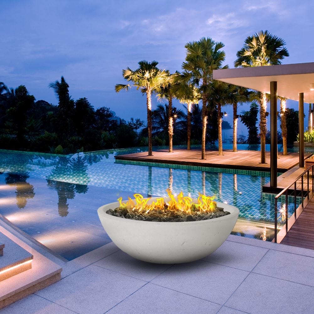Modern Blaze Smooth Concrete Gas Fire Bowl - 27-Inch to 76-Inch Sizes