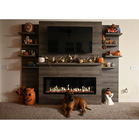 Modern Flames Allwood Fireplace Wall System for Orion Slim Electric Fireplace with Halloween Decor