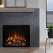Modern Flames Redstone 36 Electric Fireplace with dark gray mantel in a sleek living room
