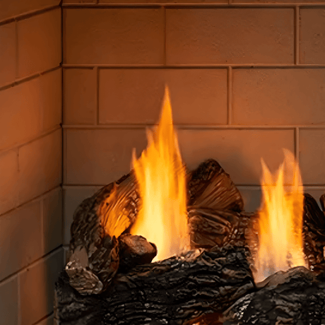 Lo-Rider Clean Face Vent Free Gas Firebox with Traditional Stacked Concrete Panel