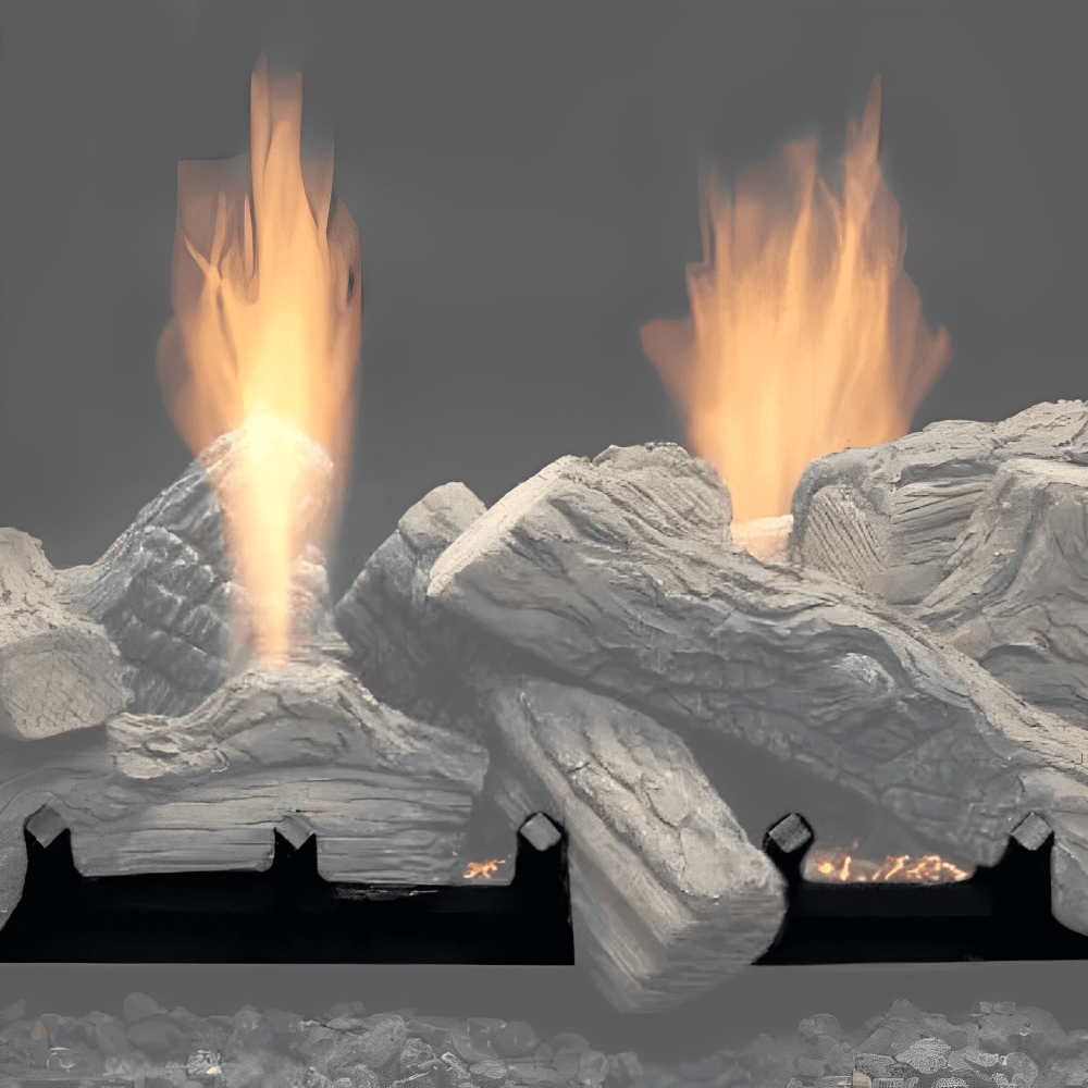 Monessen Natural Blaze 27-Inch See-Through Millivolt Burner highlighted with log set