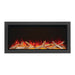 napoleon astound 50" electric fireplace with birch logs and yellow top and ember bed lights