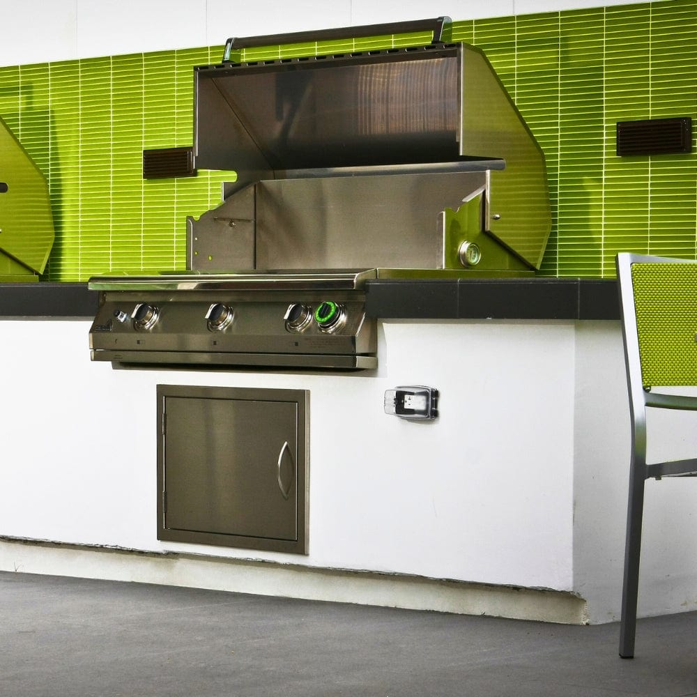 Performance Grilling Systems pacifica S36T Gas Grill installed on a black countertop