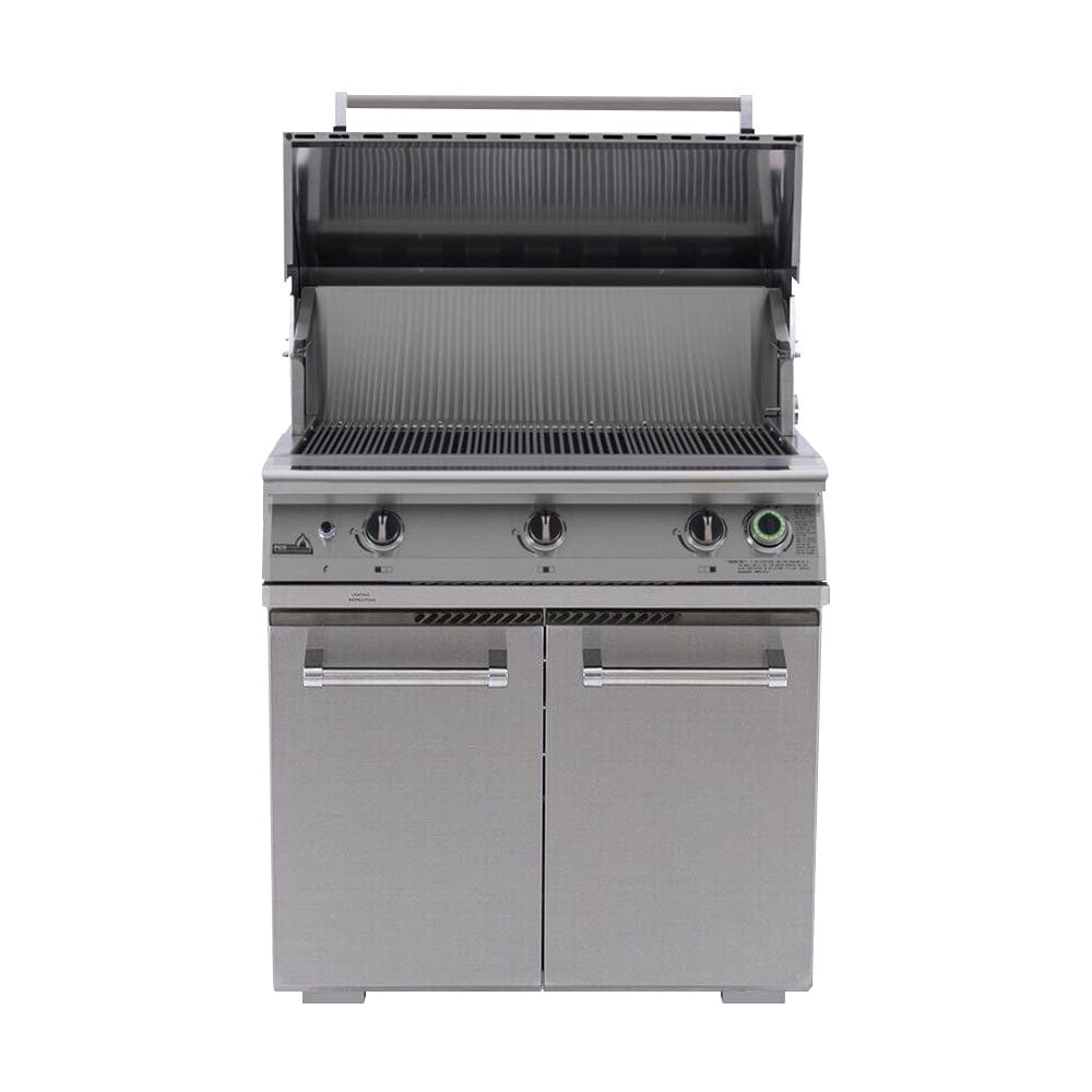 PGS Legacy Pacifica S36T 39-Inch Built-In Gas Grill with Timer with hood open