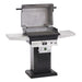 Side View of Performance Grilling Systems T40 Gas Grill with Black Pedestal and Base, Hood Open