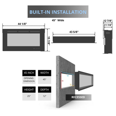 Remii DEEP Full Flame 45-Inch Electric Fireplace Specs