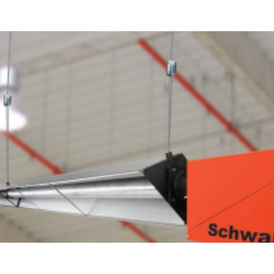 gripple express hanging cables installed on a schwank heater