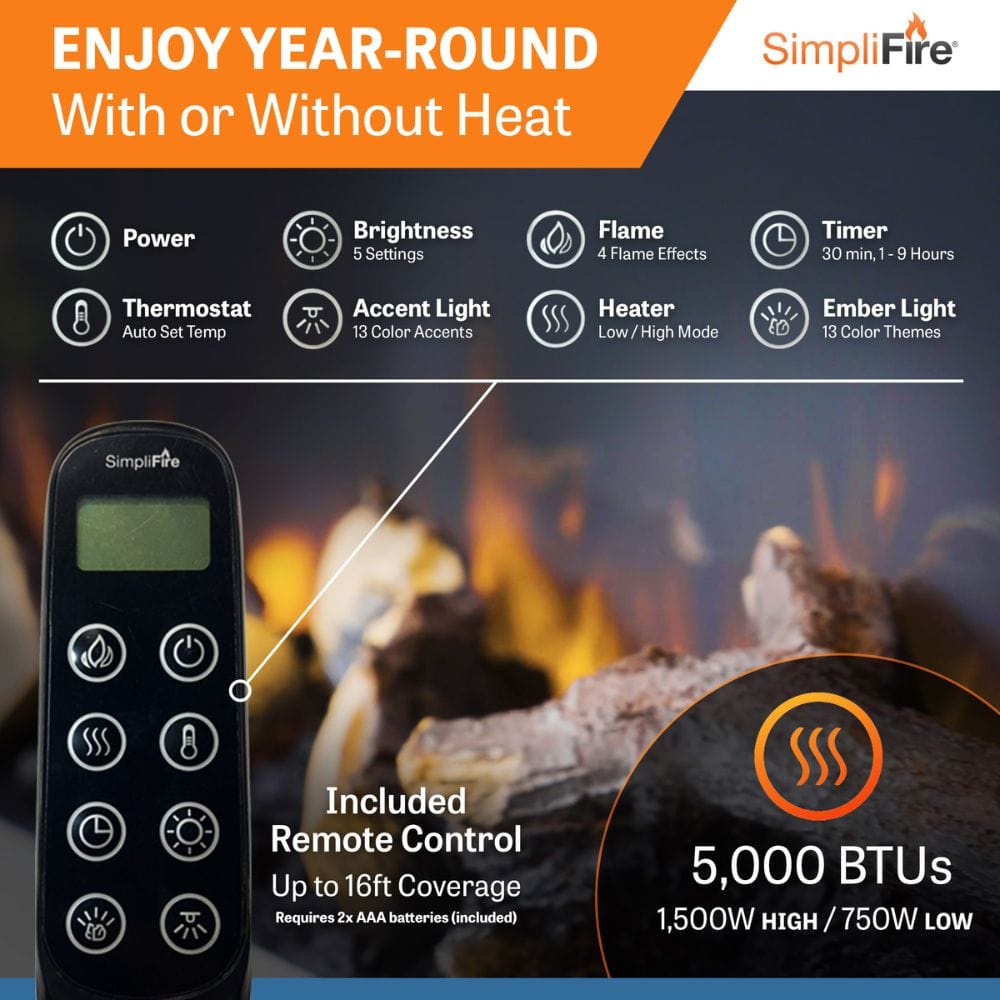 Simplifire Format Electric Fireplace Features
