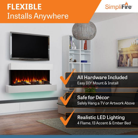 Simplifire Format Electric Fireplace with tv above