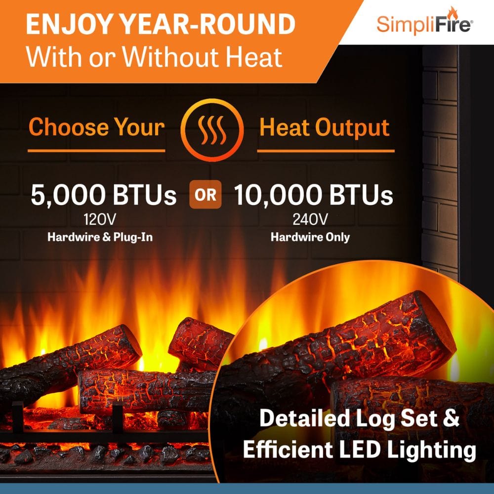 Simplifire Traditional Built-In Electric Fireplace Log set