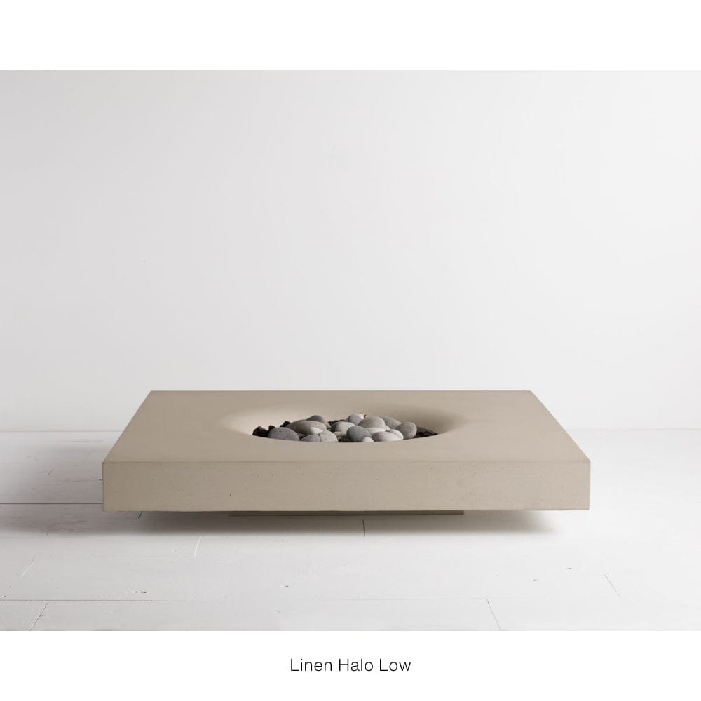 Solus Halo Low Square Concrete Gas Fire Pit in Linen