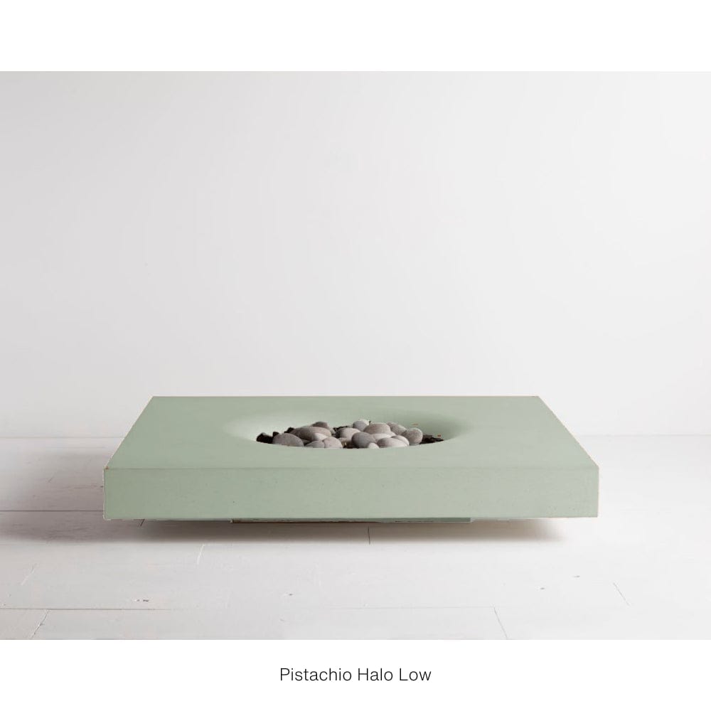 Solus Halo Low Square Concrete Gas Fire Pit in Pistachio
