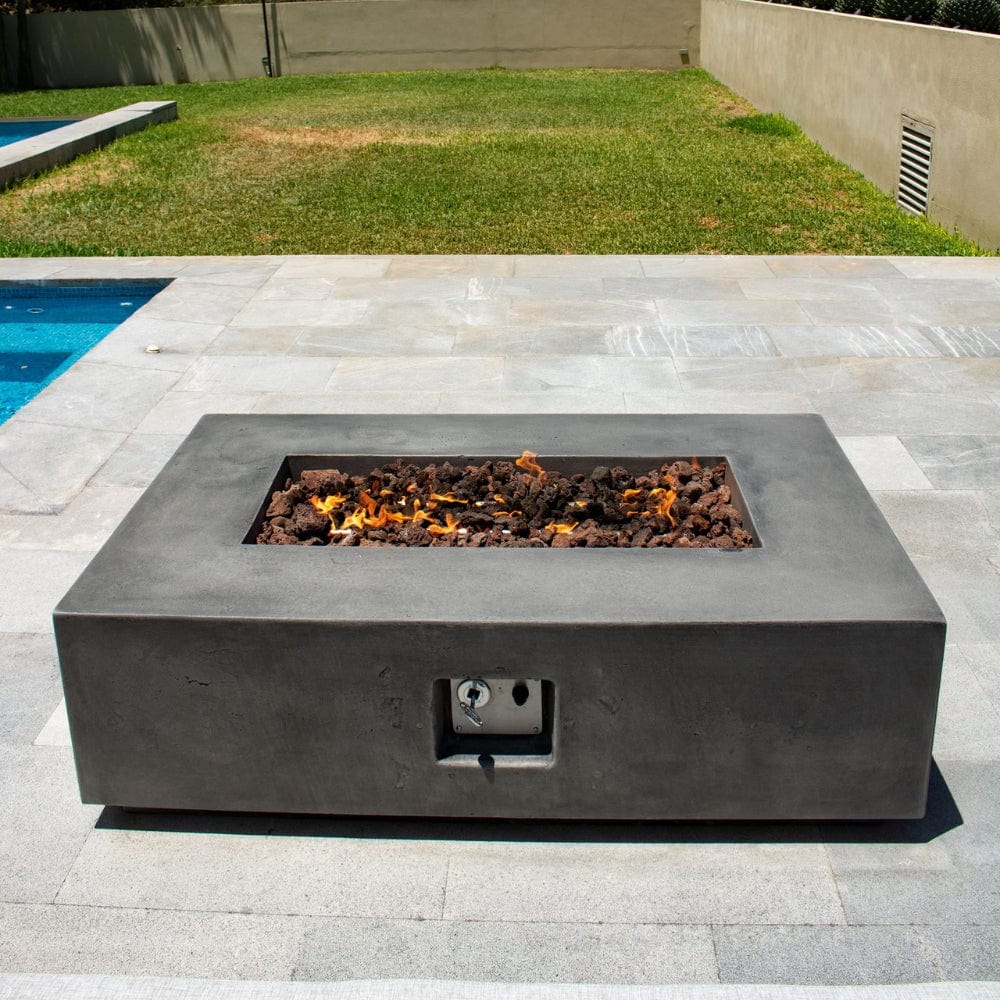 top view of Stonelum Manhattan 01 Rectangular Graphite Fire Pit Table