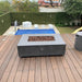 Stonelum Manhattan 01 Rectangular Graphite Fire Pit Table on a deck