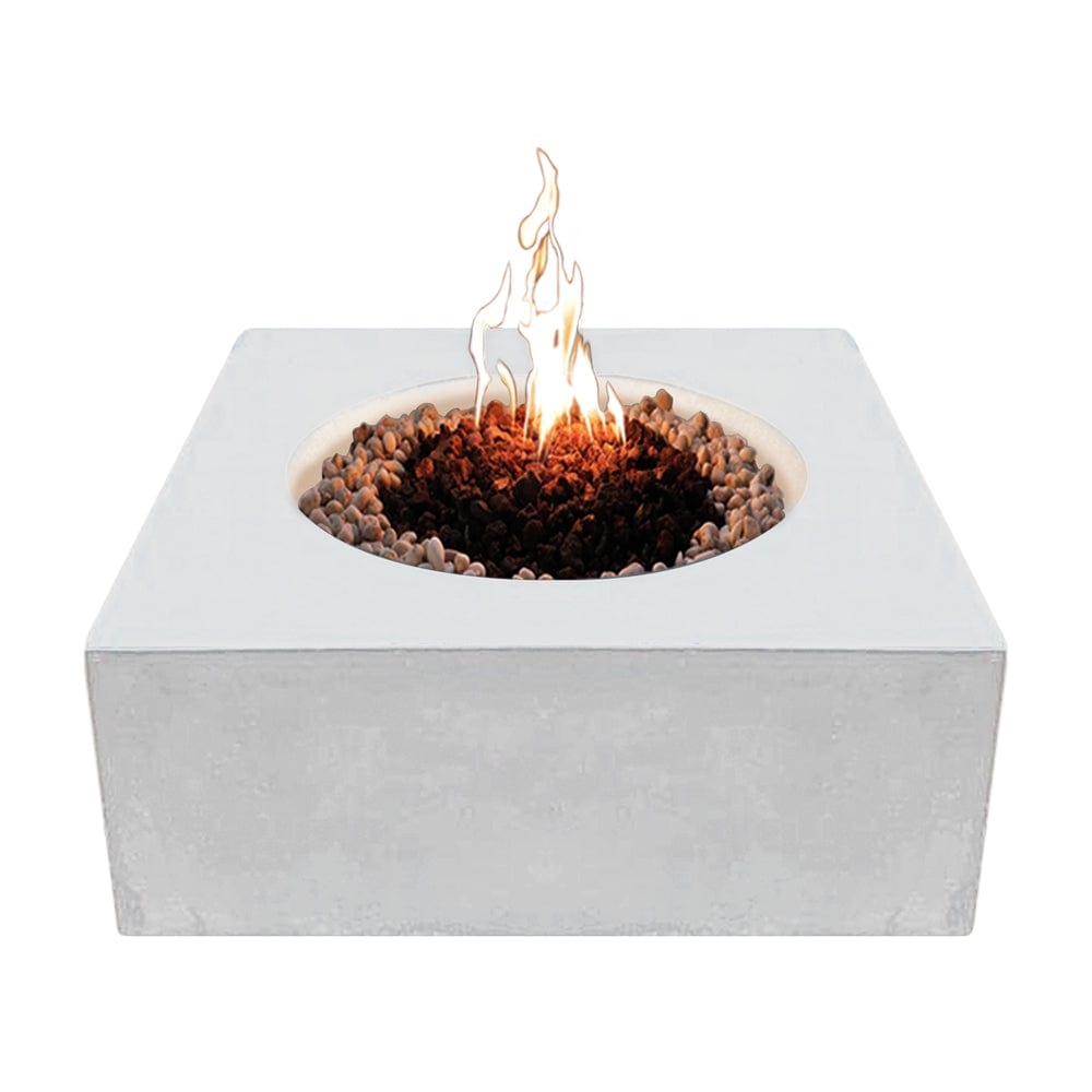 stonelum praga 1 square white gas fire pit top view