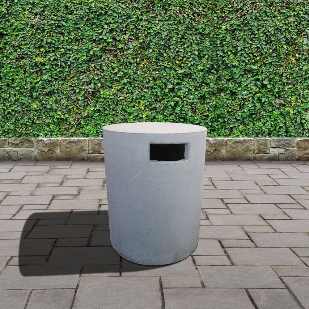 round white tank cover in garden