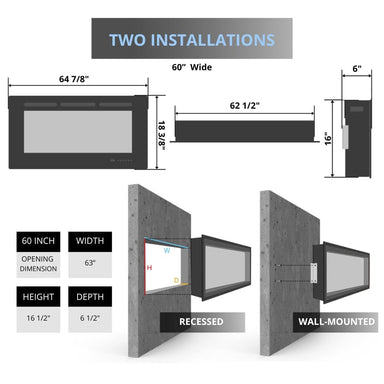 Superior Plexus 60-Inch Electric Fireplace Specs