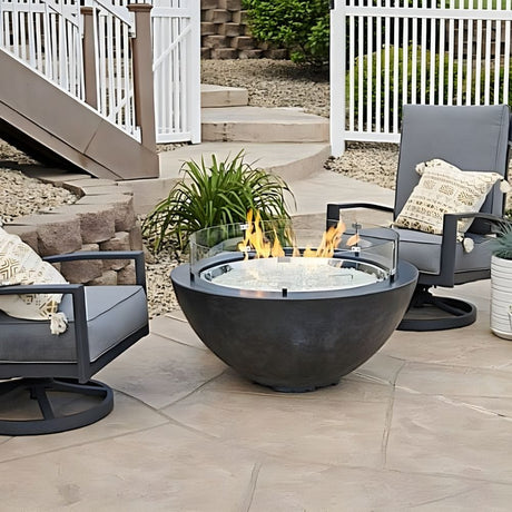 The Outdoor GreatRoom Company Cove 42-Inch Midnight Mist Gas Fire Bowl with Optional Wind Guard