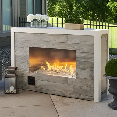 The Outdoor GreatRoom Company Single-Sided Ready to Finish Gas Fireplace on a patio
