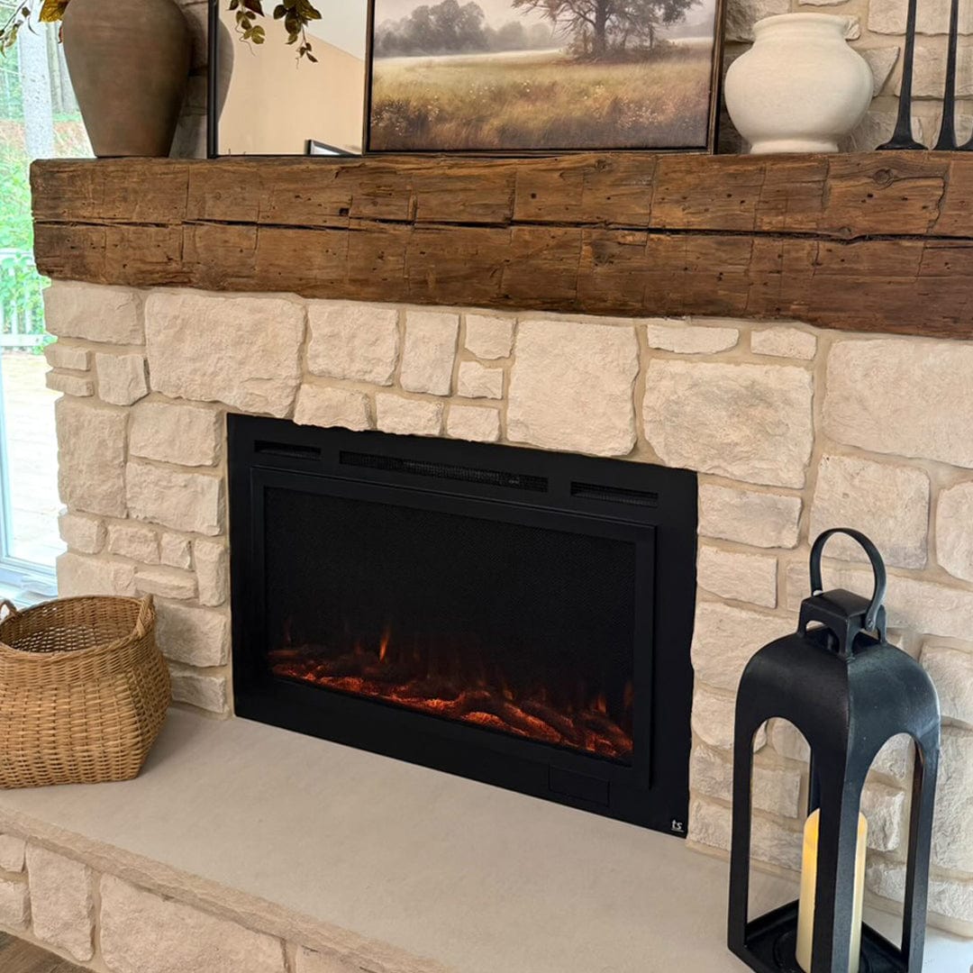Touchstone Forte Steel 40-Inch electric fireplace installed in a room