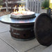 wine barrel dude coffee table wooden gas fire pit table at the backyard